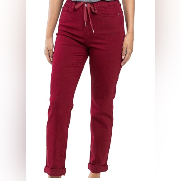 Judy Blue Airplane Mode High Rise Scarlet Pull On Double Cuff Joggers size 15/32 - Picture 1 of 12